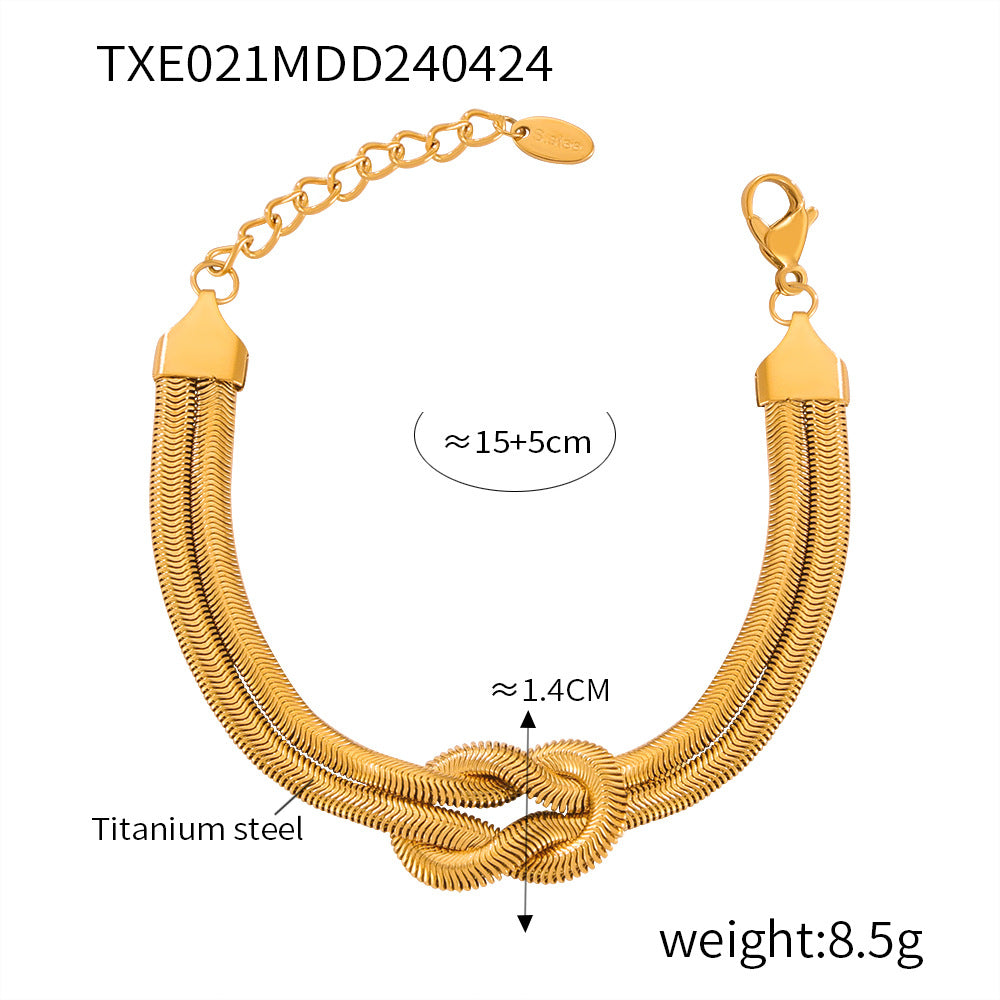 Personalized Punk Hip Hop Style Jewelry Personalized Knot Design Sense Double Layer Snake Bone Chain Titanium Steel Jewelry Set