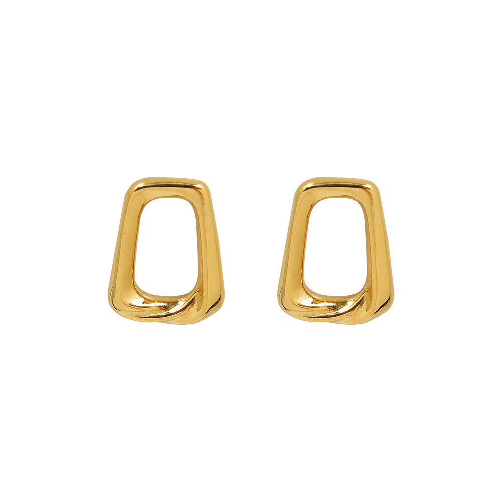 Marka Jewelry Geometric Square Necklace Clavicle Chain Titanium Steel 18k Gold Earrings Stud Earrings Jewelry Set