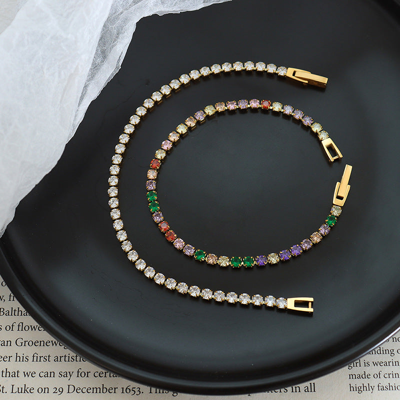 Hot-selling popular light luxury does not fade colorful diamond-encrusted zircon bracelet personalized versatile jewelry women 99