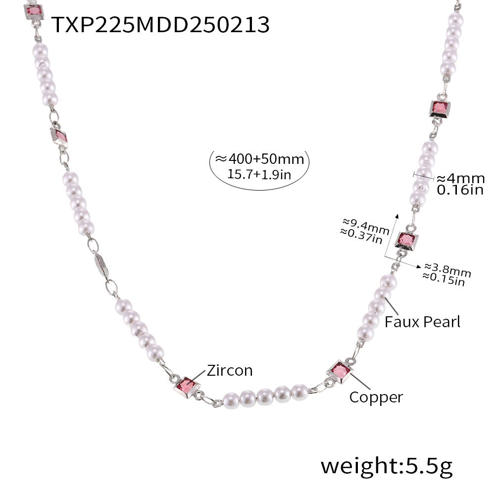 Copper PVD plated 18K real gold zircon bead collarbone necklace bracelet creative girl new daily jewelry