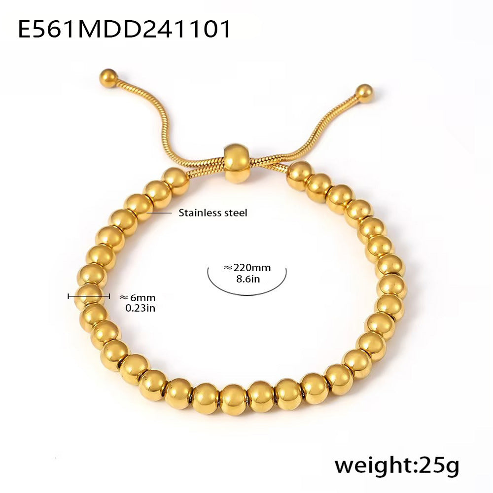 Niche versatile 4mm small steel ball bracelet stainless steel PVD electroplating rich luxury beaded bracelet
