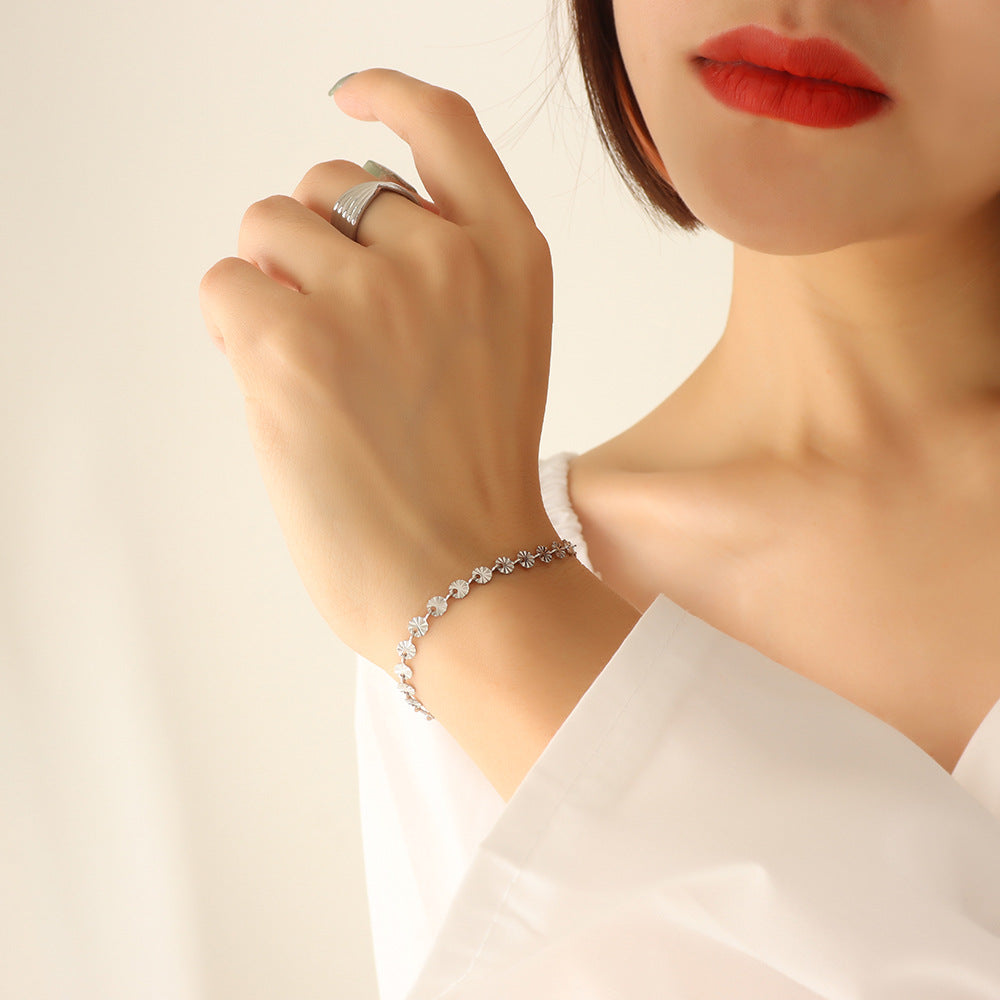 Personalized versatile simple embossed small round brand bracelet summer versatile little fairy hand jewelry female E154pp
