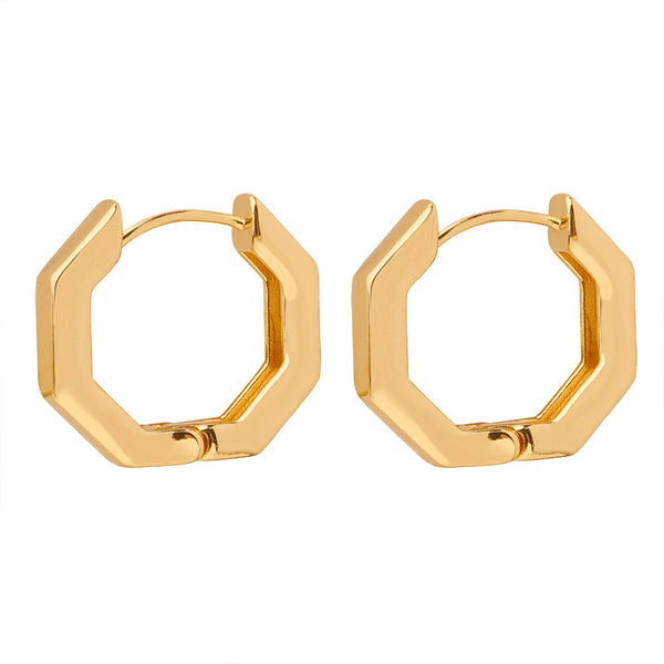New simple ins style personalized niche design copper geometric polygon design earrings jewelry women
