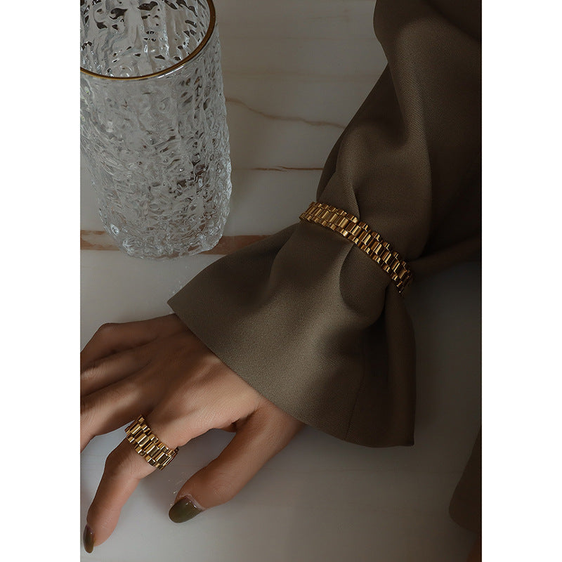 Labor Plus Combination Heavy Industry Textured Bracelet Repurchase Bracelet Jewelry Cuban Chain Bracelet Women's E22