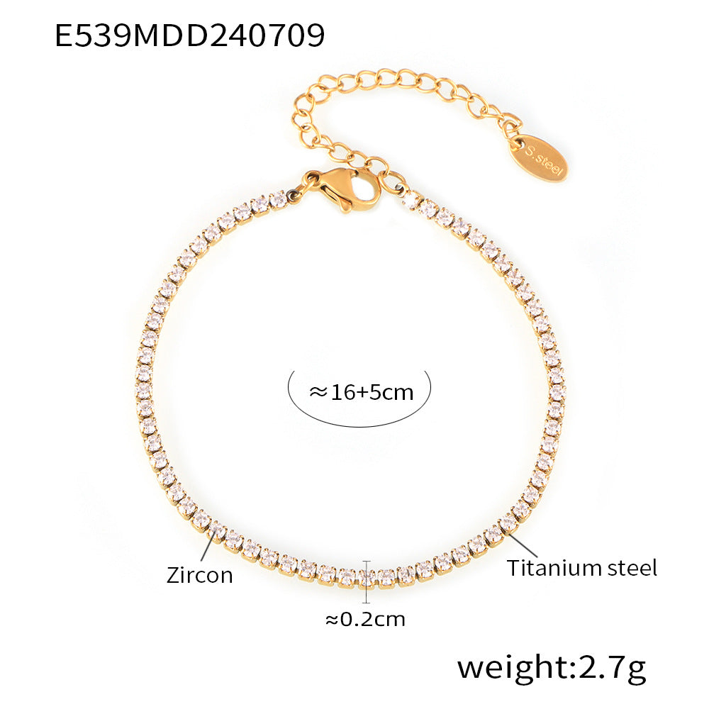 Elegant and simple personality light luxury jewelry inlaid with zircon design titanium steel gold-plated gypsy star bracelet 99
