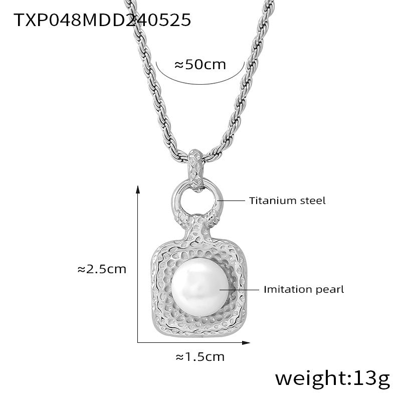Personality niche polka dot texture design freshwater pearl jewelry temperament elegant titanium steel fashion suit