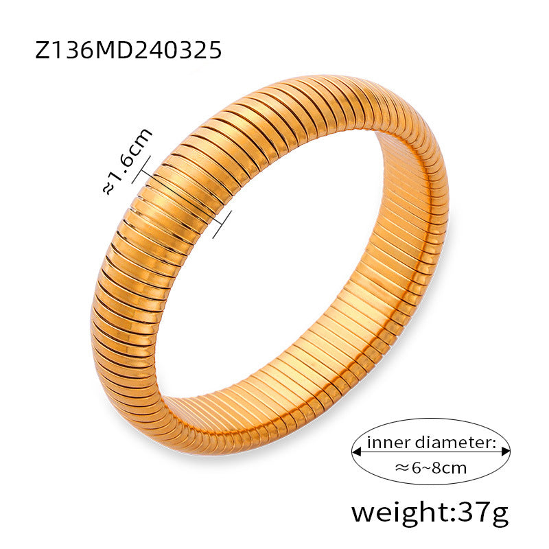 Goose throat bracelet European and American style fashion personalized design titanium steel gold-plated elastic striped bracelet women's jewelry wholesale