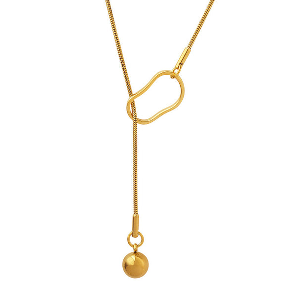 Hot Selling Geometric Ball Tassel Adjustable Winter Sweater Chain Titanium Steel Plated 18k Gold Personality Jewelry M046pp