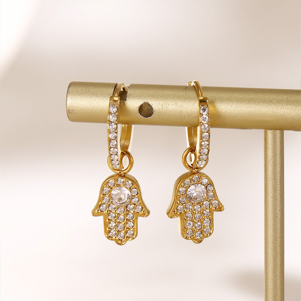 Fashion light luxury butterfly zircon pendant earrings, new hot-selling stainless steel non-fading exquisite earrings collection 99