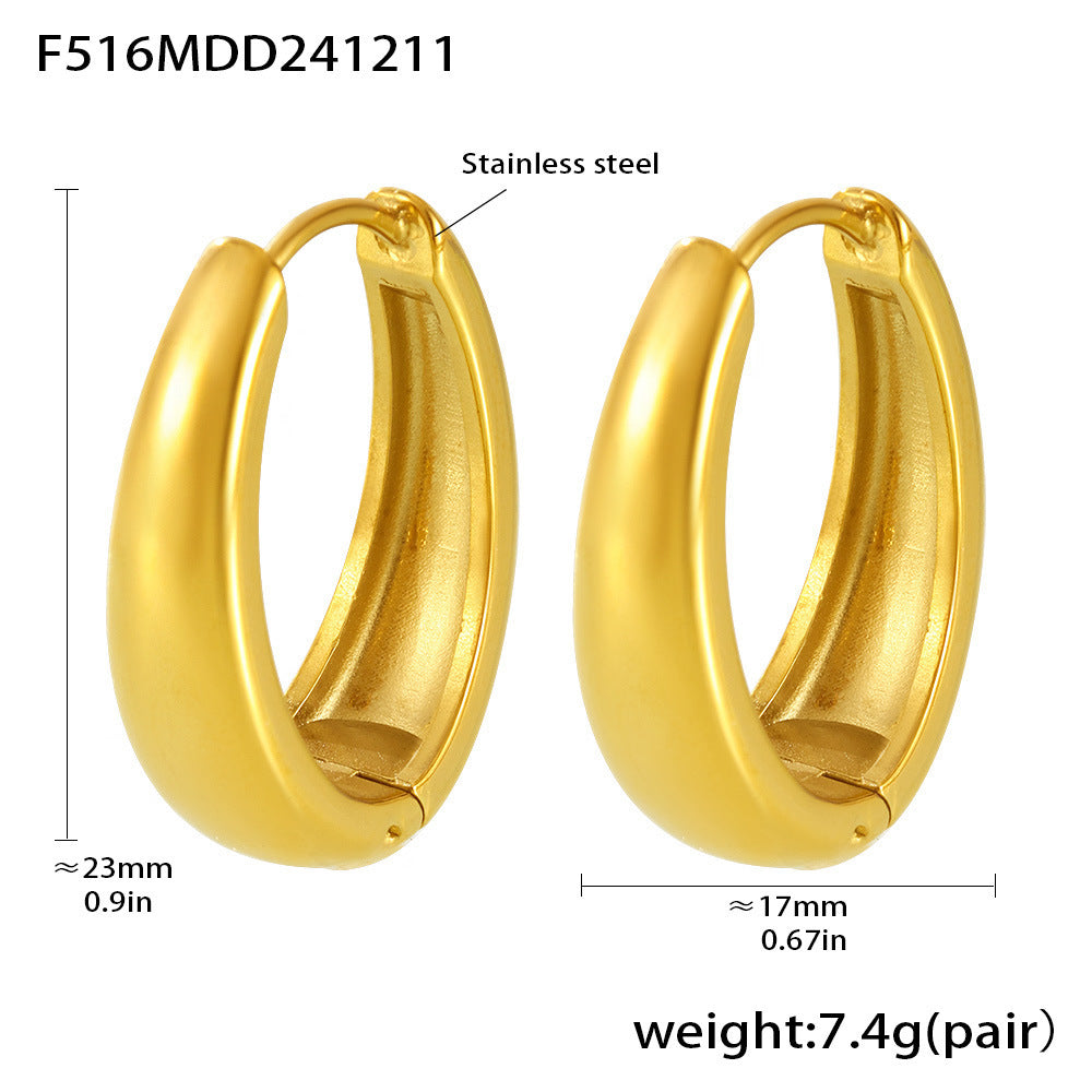 New temperament ring earrings geometric oval earrings stainless steel gold-plated earrings accessories wholesale