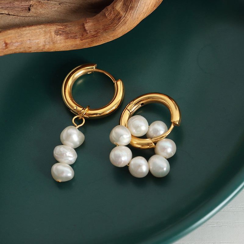 Temperament simple earrings, earrings, gold-plated earrings, niche design asymmetrical earrings, women's jewelry