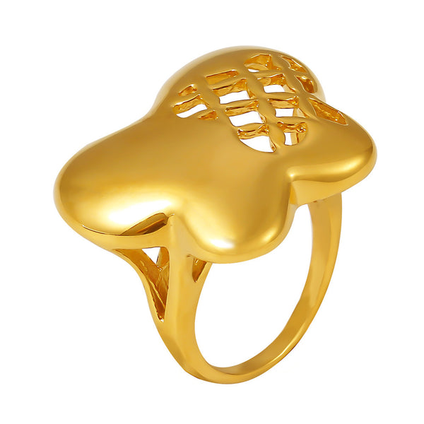 Design butterfly flower hollow grid ring stainless steel PVD plated 18K real gold fashion personalized hand jewelry