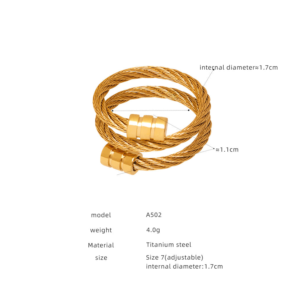 Internet celebrity simple trend retro bracelet, versatile and non-fading titanium steel plated opening brushed small waist bracelet