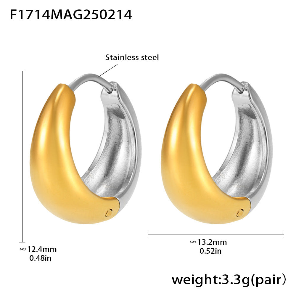 Circle earrings European and American small ear buckles niche plain rings stainless steel high polish gold color matching earrings 99