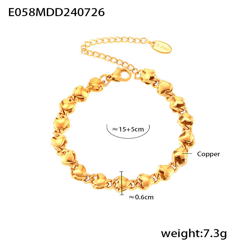 18k gold-plated hollow love woven bracelet necklace copper material does not fade simple set