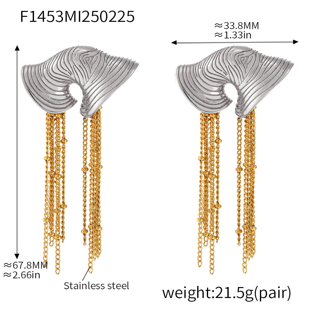 Conch Snail Heavy Industry Color Matching Earrings Fringed Earrings PVD Electroplating 18k Real Gold Fashion Color Retaining Earrings Women