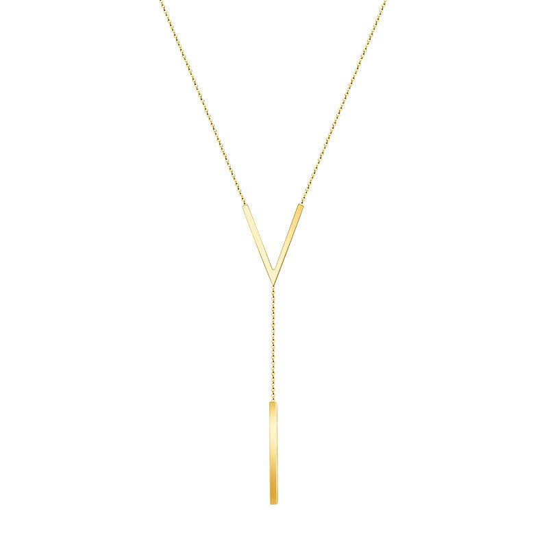 V-shaped long sexy collarbone chain letter necklace titanium steel rose gold non-fading jewelry P094