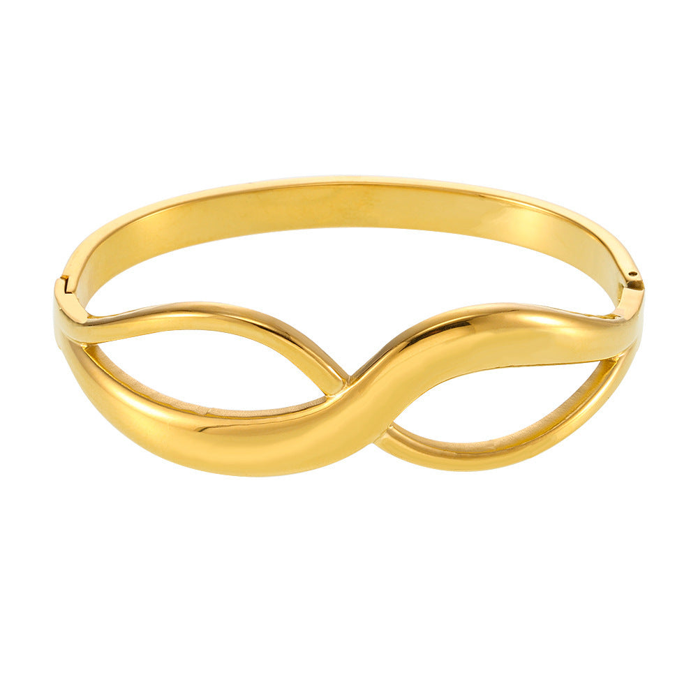 8-Character curve design high polished buckle bracelet PVD electroplating 18K real gold color retention hot-selling model
