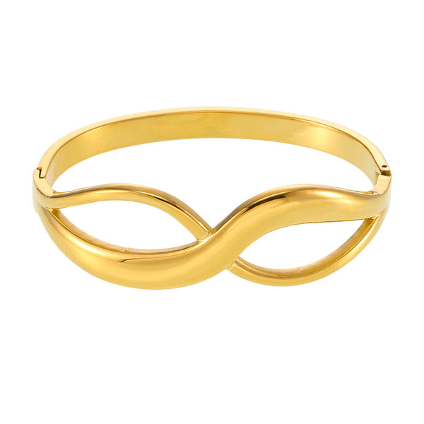 8-Character curve design high polished buckle bracelet PVD electroplating 18K real gold color retention hot-selling model