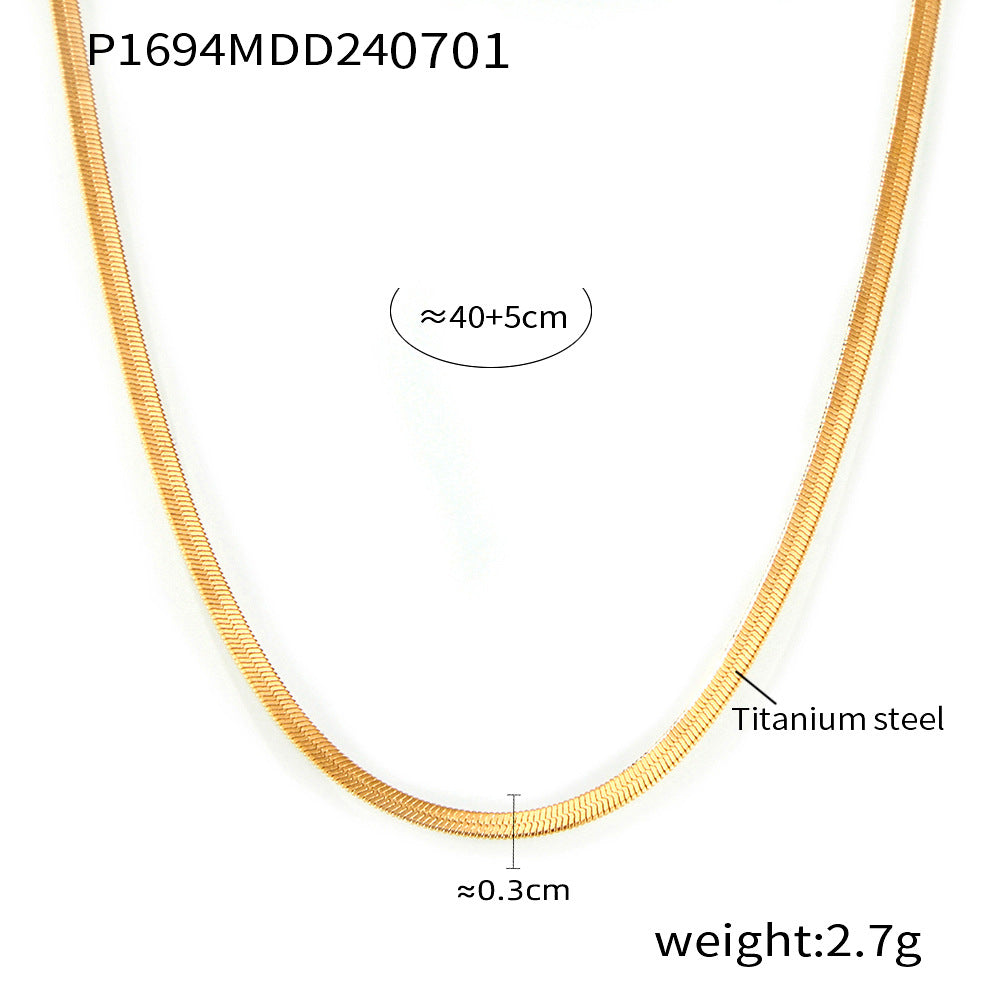 Retro temperament elegant personality blade chain jewelry geometric inlay white shell design pendant titanium steel necklace