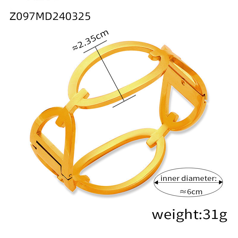 Fashion new cross-border personalized niche design titanium steel gold-plated diamond-encrusted geometric bracelet jewelry