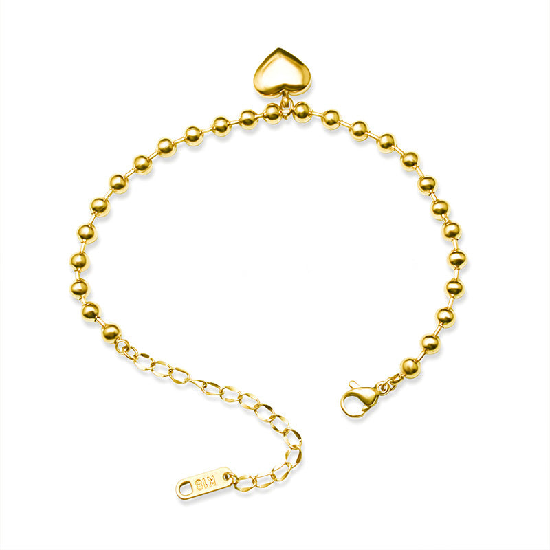Retro court style geometric steel ball bracelet titanium steel plated 18K real gold light luxury trendy hand jewelry E053