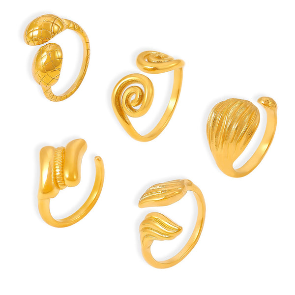 New thread opening ring creative personality design ring titanium steel plated 18k real gold jewelry women pp