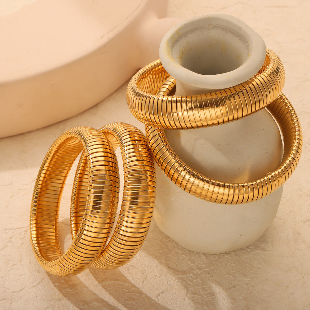 Goose throat bracelet European and American style fashion personalized design titanium steel gold-plated elastic striped bracelet women's jewelry wholesale
