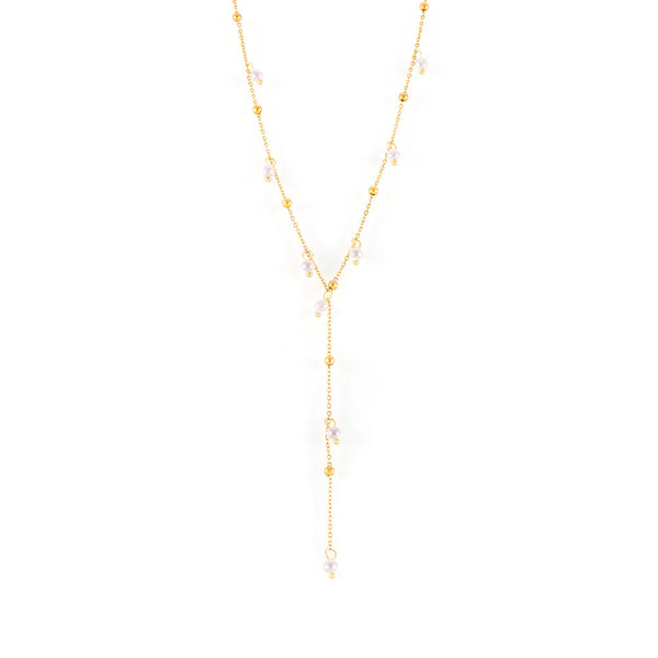 Fashion tassel necklace imitation pearl pendant necklace temperament sweet princess style plated 18k gold titanium steel jewelry pp