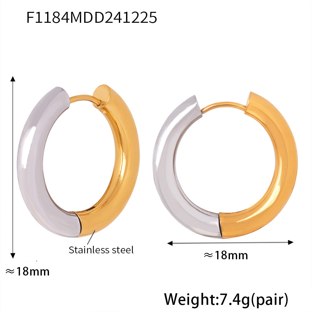 Stainless steel niche personality temperament versatile earrings fashion light luxury ear buckle plated 18k real gold jewelry women 99