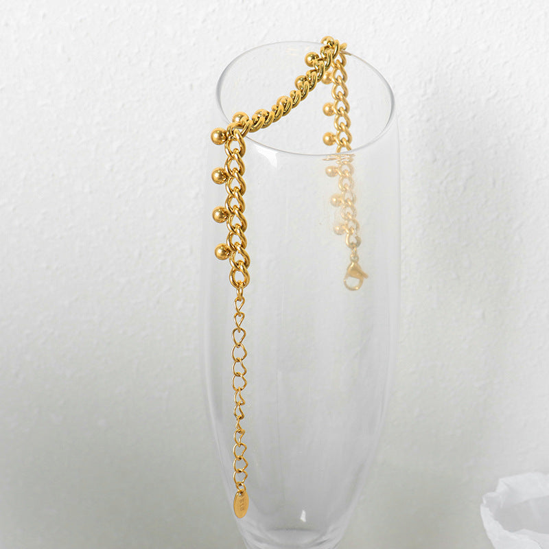 New Stainless Steel Cuban Chain Light Luxury Versatile Jewelry Trend Gas Plated 18K Gold Bracelet