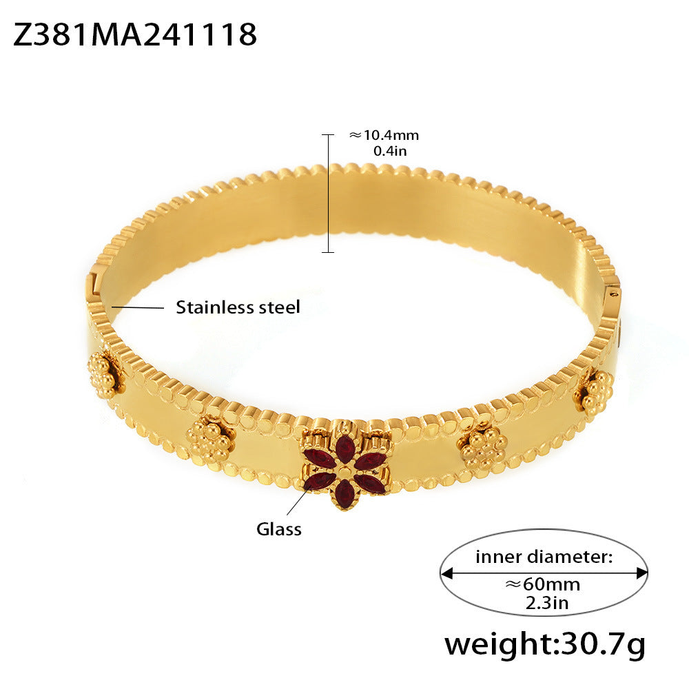 Christmas snowflake zircon buckle bracelet jewelry stainless steel plated 18K real gold pp