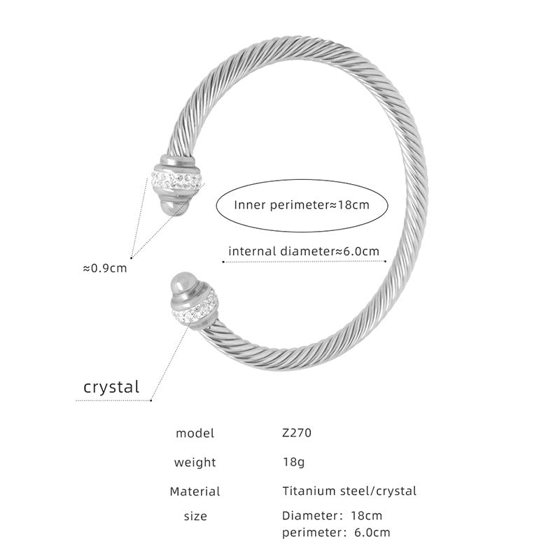 Internet celebrity simple trend retro bracelet, versatile and non-fading titanium steel plated opening brushed small waist bracelet