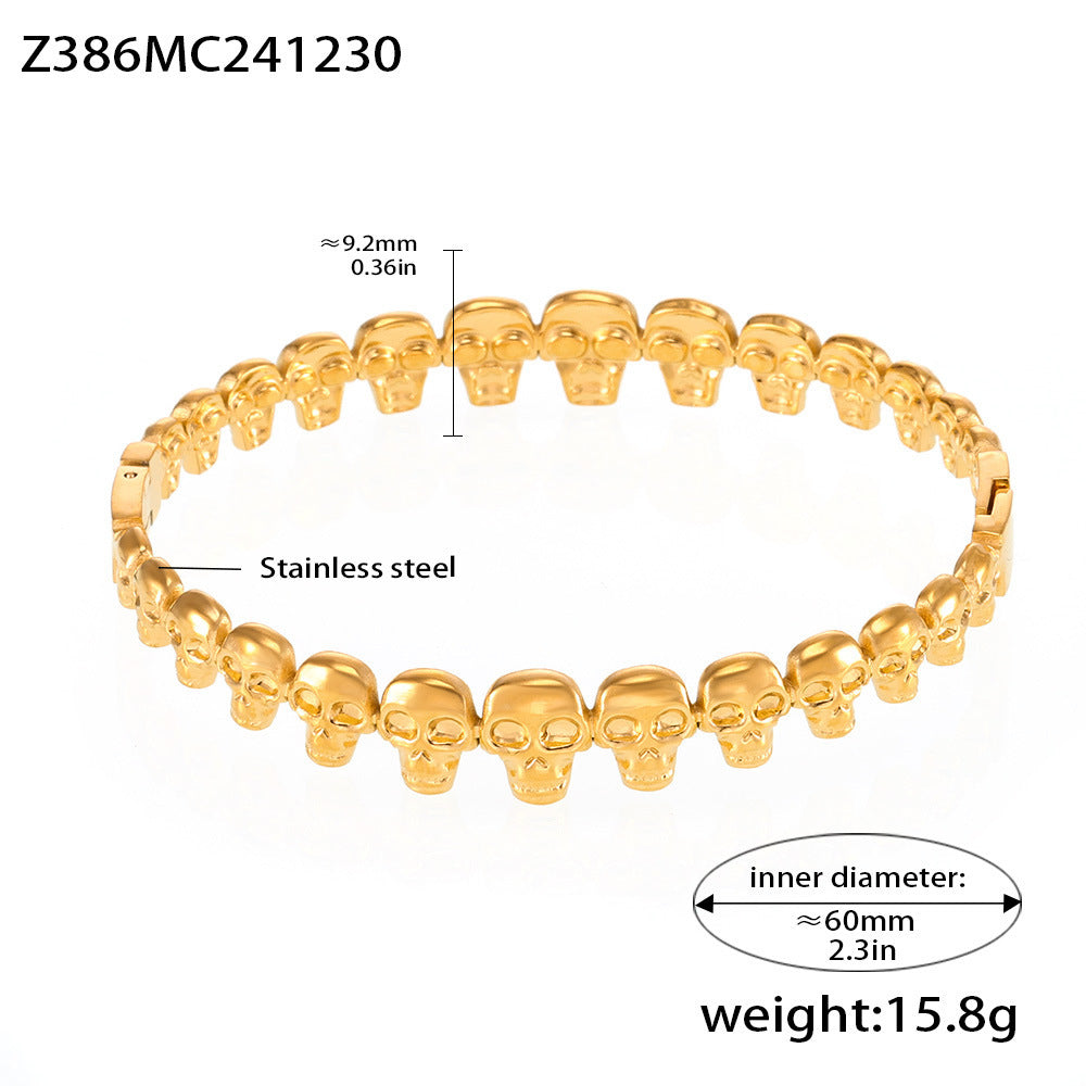 Light Luxury Minimalist Ring Diamond Zircon Bracelet Combination Titanium Steel Plated 18K Real Gold Bracelet