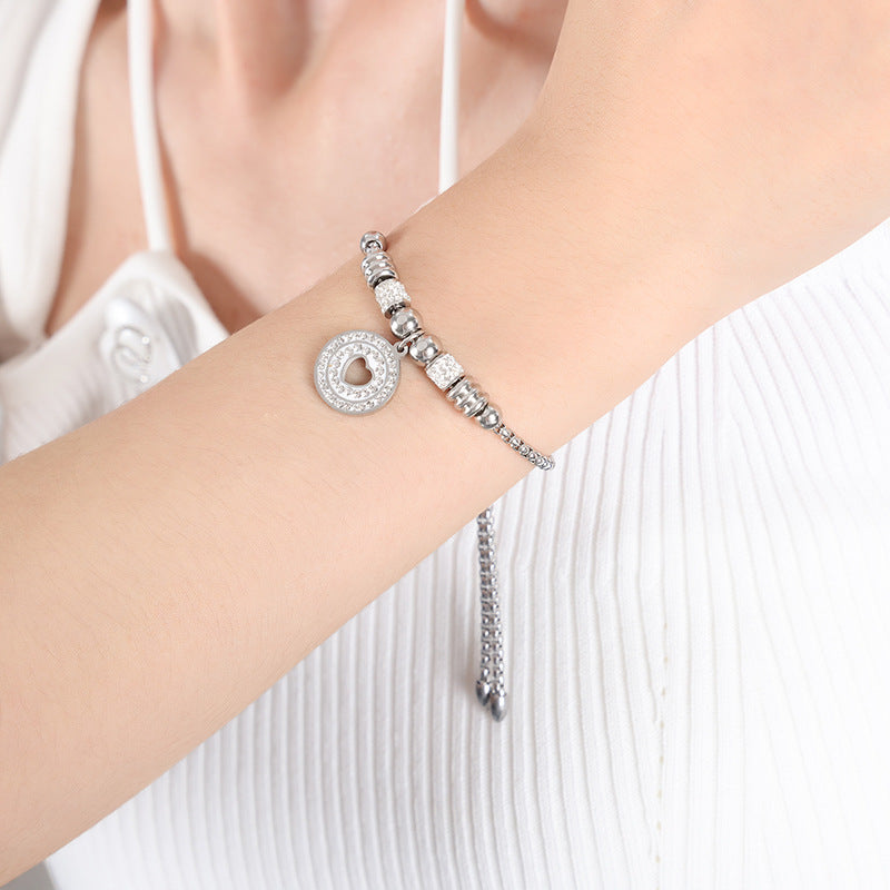Premium sense light luxury personalized diamond-encrusted bracelet titanium steel plated 18K gold versatile simple and non-fading women's jewelry 99