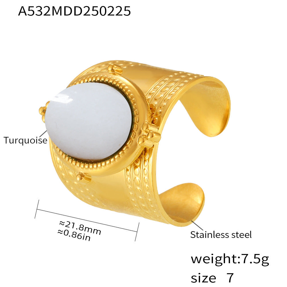 Zircon inlaid ring fashion personality stainless steel color retention index finger ring combination tide wholesale