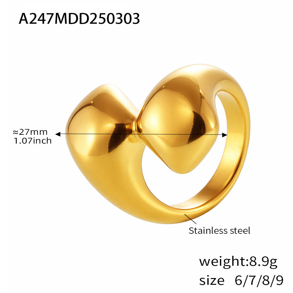 Irregular geometry ring Stainless steel PVD electroplating 18K real gold color-preserving index finger ring Hot-selling 99