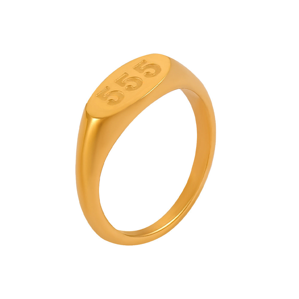Chic style personality minimalist style elegant index finger ring lucky number three consecutive design sense titanium steel gold-plated ring
