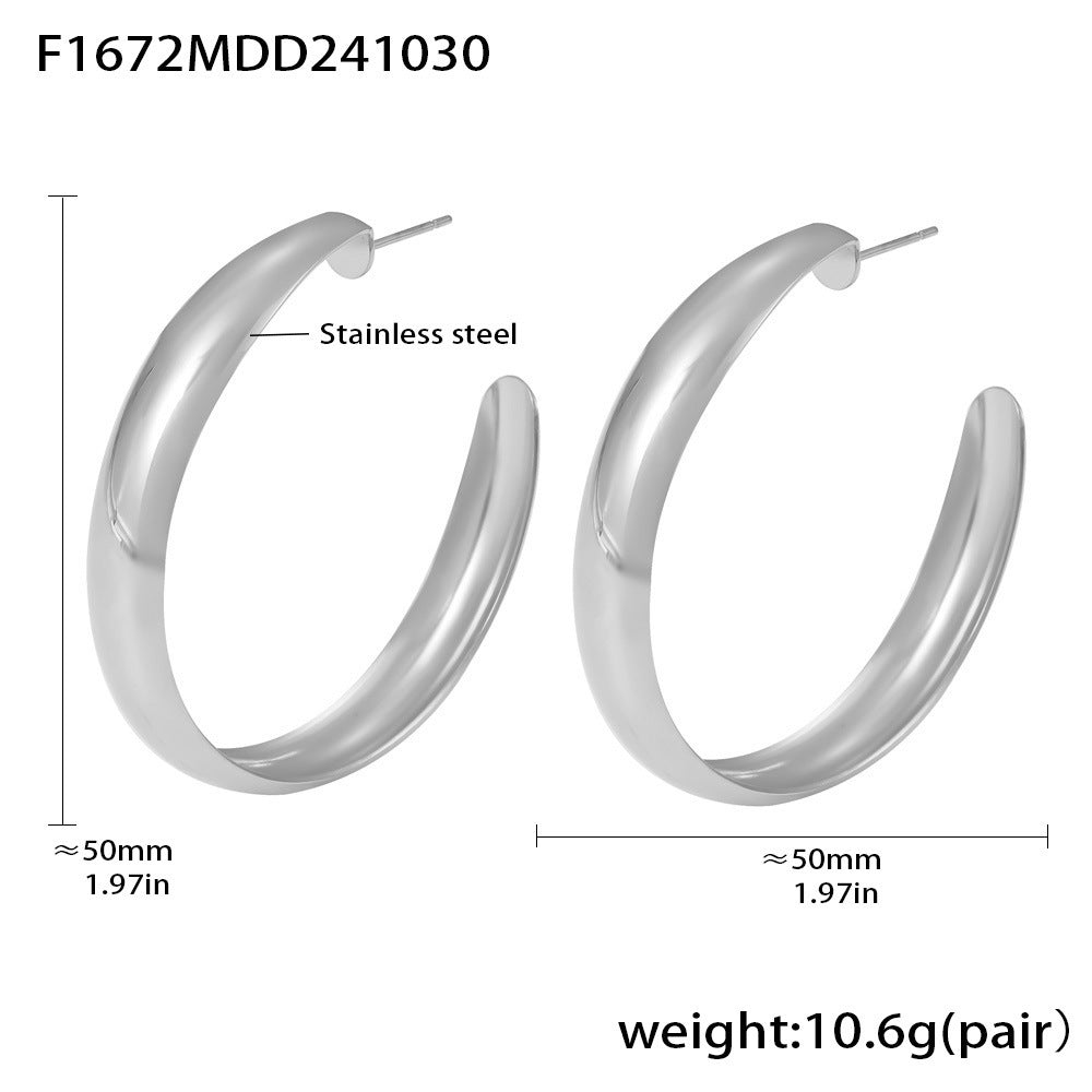 Exaggerated large circle earrings women's earrings stainless steel plated 18k gold fashionable glossy earrings
