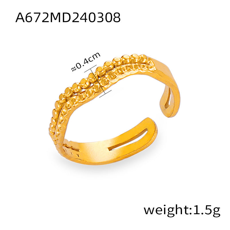 New exaggerated niche design personalized simple titanium steel gold-plated open ring jewelry wholesale female pp