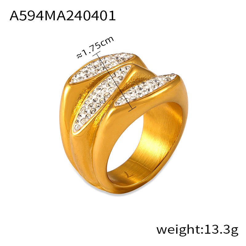 Niche simple light luxury jewelry Gypsy star diamond-set design ring Titanium steel gold-plated multi-layer index finger ring