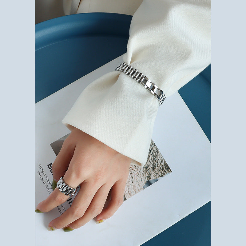 Labor Plus Combination Heavy Industry Textured Bracelet Repurchase Bracelet Jewelry Cuban Chain Bracelet Women's E22
