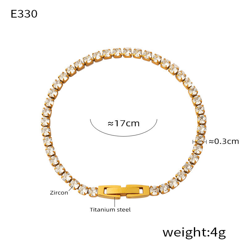 Light luxury cold wind elegant temperament versatile jewelry personality full of colored zircon design titanium steel bracelet