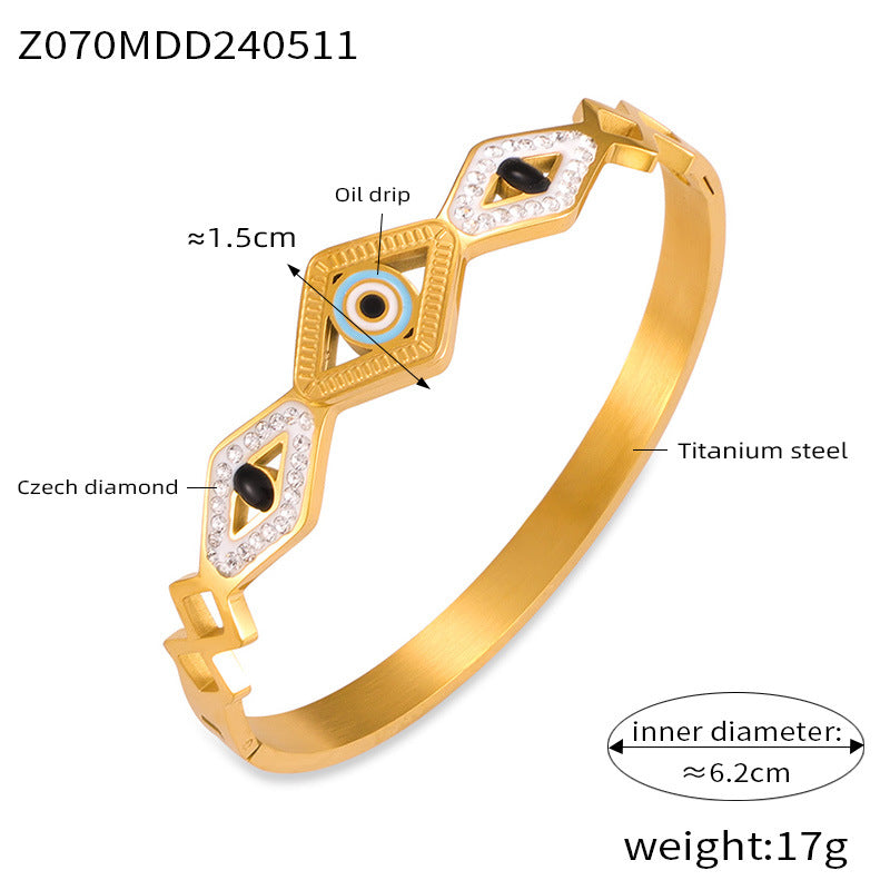 Hot-selling niche personalized hollow jewelry devil's eye tree of life diamond-encrusted design titanium steel gold-plated bracelet pp