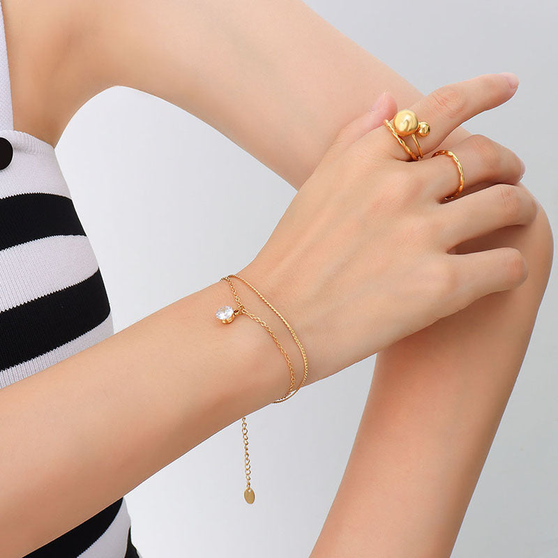 Niche design zircon double-layer bracelet for girlfriend and girlfriend gifts, light luxury jewelry E116