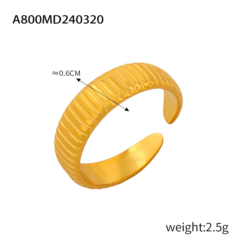 Fashion commuter simple geometric jewelry hollow multi-layer texture splicing design sense index finger ring titanium steel open ring