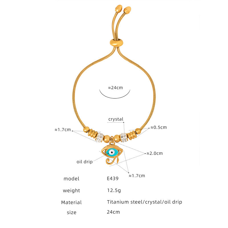 Titanium steel electroplated gold 18k does not fade, personalized exaggeration, eye pendant, bracelet, women's wholesale jewelry