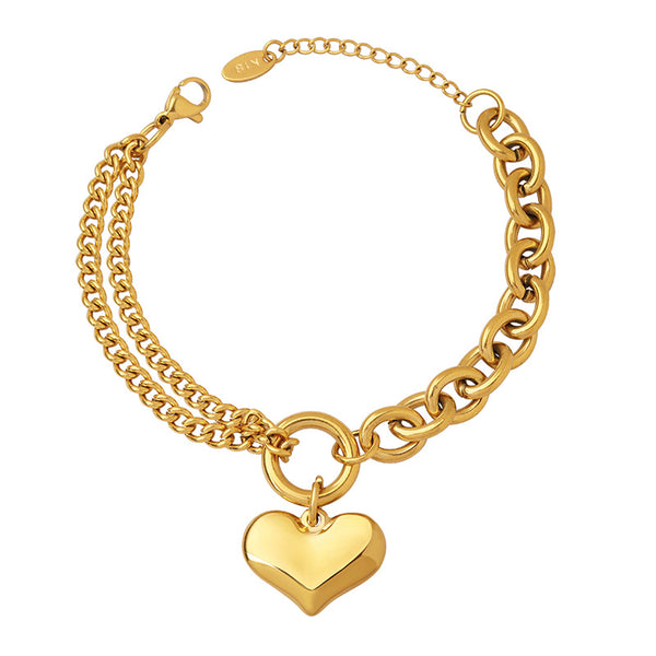 Style design hand jewelry, Cuban chain splicing chain love bracelet, titanium steel plated 18K gold non-fading 99