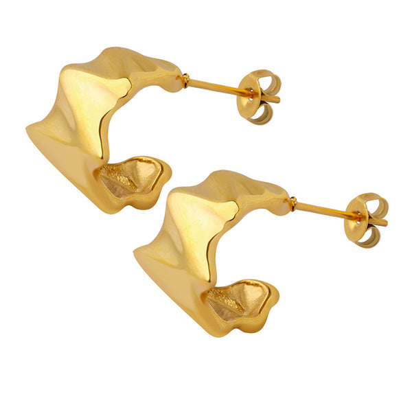 Versatile trend special-shaped earrings niche design sense irregular geometric stud earrings titanium steel gold-plated jewelry women