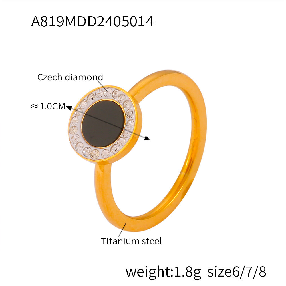 Jewelry, Tree of Life smooth titanium steel plated 18K real gold ring, love belt diamond tail ring, spot wholesale pp